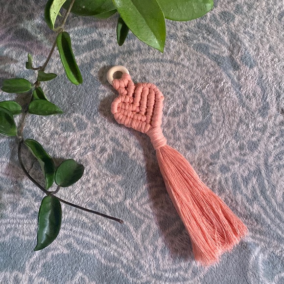Hand Crafted Macrame Heart Key charm Keychain - Picture 1 of 6